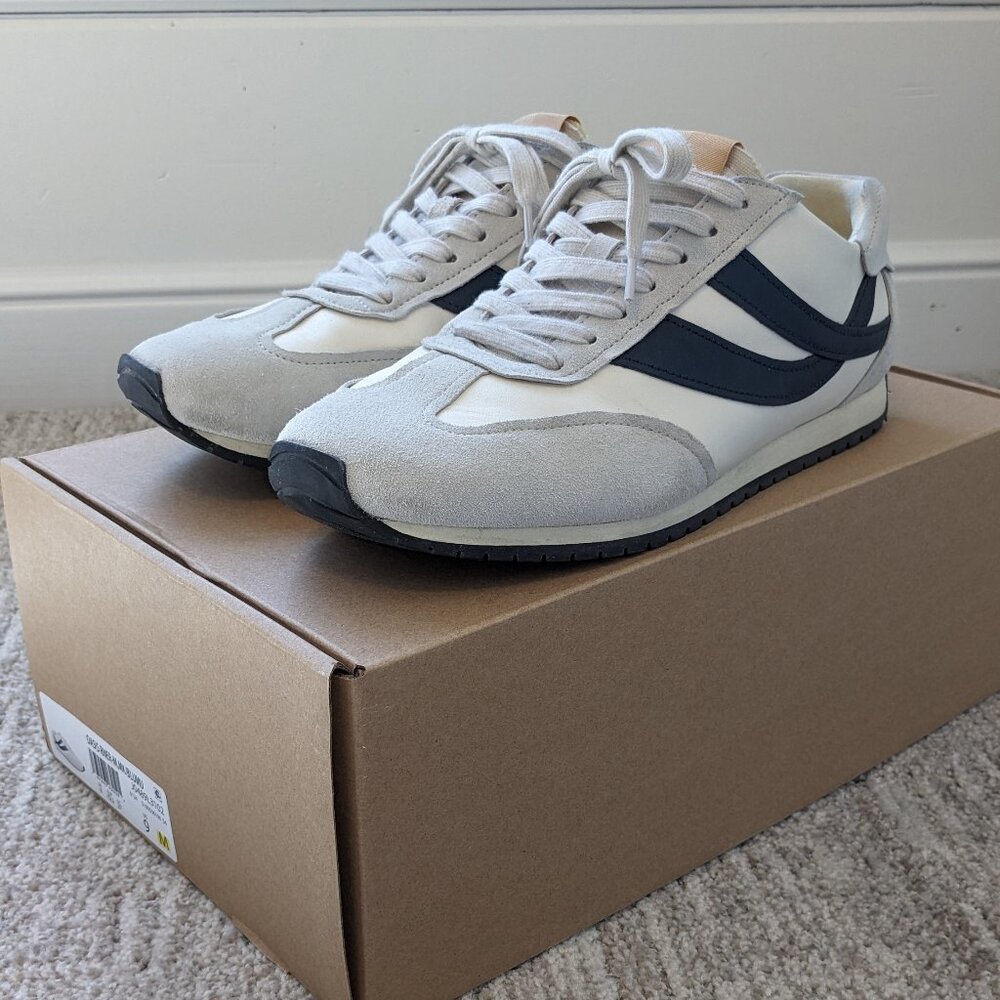 Vince Men's Oasis Leather & Suede Sneakers, US 9, Milk/Horchata/Blue